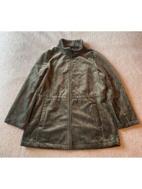 VTG Sport-Mac Green Soft Velour Velvet Plush Jacket Coat Women L Boho Oversized